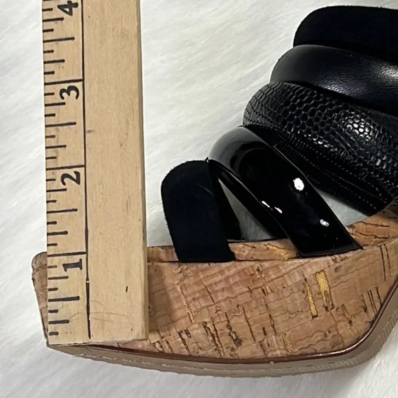 Vince Camuto Patres Platform Black Leather Sandals Size 9M - Picture 9 of 9